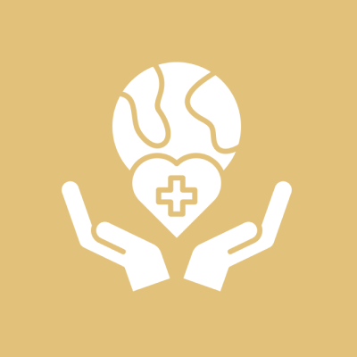 Hands holding heart with medical cross.